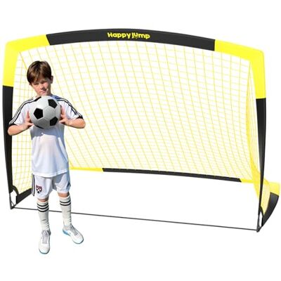 Happy Jump fotbollsmål pop up fotbollsnät fotbollsstolpe för trädgård fotbollsträning x 1 (7 x 5 tum), svart + gul) Happy Jump fotbollsmål pop up fotbollsnät fotbollsstolpe för trädgård fotbollsträning x 1 (7 x 5 tum), svart + gul)