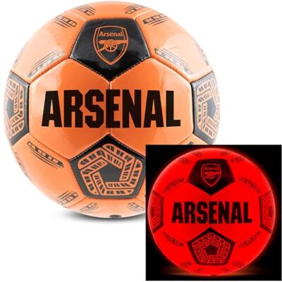 Hy-Pro Arsenal lysande fotbollsstorlek 5, LED-fotboll med lampor i mörkret, stötaktiverade lampor – automatisk avstängning – lämplig för alla åldrar Hy-Pro Arsenal lysande fotbollsstorlek 5, LED-fotboll med lampor i mörkret, stötaktiverade lampor – automatisk avstängning – lämplig för alla åldrar