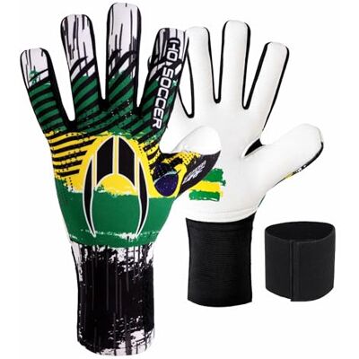 HO Soccer Squadra Turf Negative Brazil målvaktshandskar, unisex barn, grön/gul, 3,5 HO Soccer Squadra Turf Negative Brazil målvaktshandskar, unisex barn, grön/gul, 3,5
