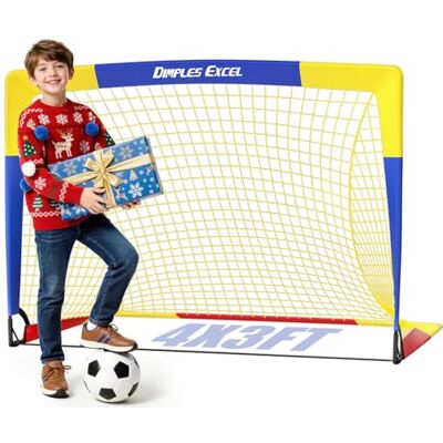 Dimples Excel fotbollsmålnät för trädgård utomhus fotbollsträning för fotbollsälskare (4'×3' blå + gul) Dimples Excel fotbollsmålnät för trädgård utomhus fotbollsträning för fotbollsälskare (4'×3' blå + gul)
