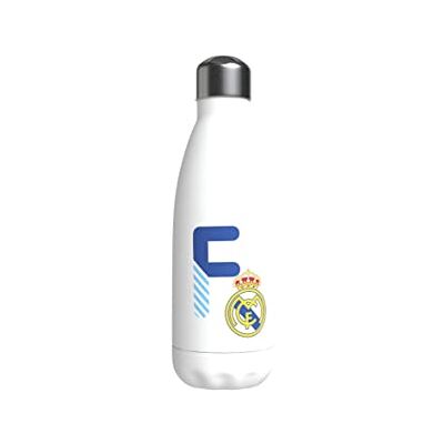 CYP Real Madrid vattenflaska i rostfritt stål, hermetisk förslutning, med bokstaven F-design i blått, 550 ml, vit färg, officiell produkt ( Brands) CYP Real Madrid vattenflaska i rostfritt stål, hermetisk förslutning, med bokstaven F-design i blått, 550 ml, vit färg, officiell produkt ( Brands)