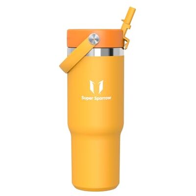 Super Sparrow Sparrow Twistpath Vattenflaska Isolerad 900ml Flaska med Böjligt Sugrörslock BPA-fri och Läckagesäker Termos Resemugg som Passar Mugghållare För Hem, Kontor eller Bil Super Sparrow Sparrow Twistpath Vattenflaska Isolerad 900ml Flaska med Böjligt Sugrörslock BPA-fri och Läckagesäker Termos Resemugg som Passar Mugghållare För Hem, Kontor eller Bil