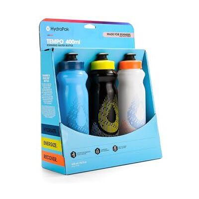 HydraPak Tempo handhållen löparvattenflaska 3-pack (400 ml/14 uns), gjord för löpare, maratonträning och pressa flaska för tävlingsdag. Perfekt för hydrering, elektrolyter, återhämtning och HydraPak Tempo handhållen löparvattenflaska 3-pack (400 ml/14 uns), gjord för löpare, maratonträning och pressa flaska för tävlingsdag. Perfekt för hydrering, elektrolyter, återhämtning och