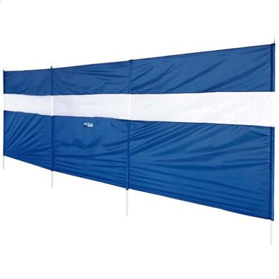 AKTIVE Strandsolskydd, panoramafönster, polyestertyg, stålstruktur, inklusive 4 pinnar, stavar, bärväska med handtag, hopfällbar vindjacka, 440 x 130 cm, blå AKTIVE Strandsolskydd, panoramafönster, polyestertyg, stålstruktur, inklusive 4 pinnar, stavar, bärväska med handtag, hopfällbar vindjacka, 440 x 130 cm, blå