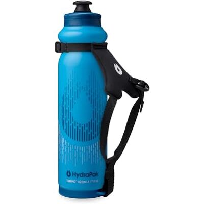 HydraPak Tempo Pro 525 ml – handhållen klämflaska för träning och race dagars hydrering med avtagbar rem (525 ml/17 oz) – blå HydraPak Tempo Pro 525 ml – handhållen klämflaska för träning och race dagars hydrering med avtagbar rem (525 ml/17 oz) – blå