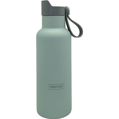 NERTHUS FIH 1265 sportflaska dubbelvägg 500 ml click drink-kork kaki rostfritt stål perfekt för sport gym strand NERTHUS FIH 1265 sportflaska dubbelvägg 500 ml click drink-kork kaki rostfritt stål perfekt för sport gym strand