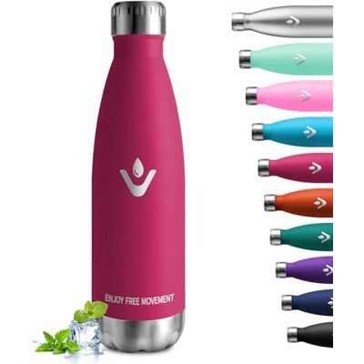 KollyKolla Vattenflaska 500ml, Vattenflaska i rostfritt stål, Termisk flaska, BPA-fri, läckagesäker, isolerad vattenflaska för barn, vuxna, camping, gym, skola, resor, utomhus KollyKolla Vattenflaska 500ml, Vattenflaska i rostfritt stål, Termisk flaska, BPA-fri, läckagesäker, isolerad vattenflaska för barn, vuxna, camping, gym, skola, resor, utomhus