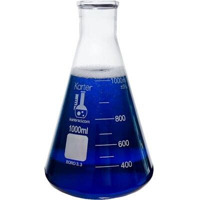 Karter Scientific 1 000 ml smal mun Erlenmeyer flaska med gummipropp, 213G22 Karter Scientific 1 000 ml smal mun Erlenmeyer flaska med gummipropp, 213G22
