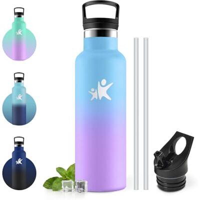 JAPORIA Flaska i rostfritt stål, 500 ml, flaska med sugrör, läckagesäker, lätt och återanvändbar perfekt för vandring, kontor och sport JAPORIA Flaska i rostfritt stål, 500 ml, flaska med sugrör, läckagesäker, lätt och återanvändbar perfekt för vandring, kontor och sport