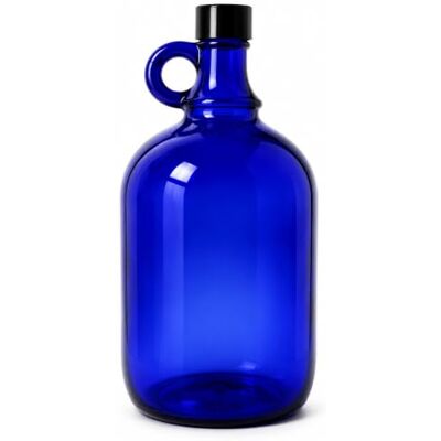 mikken Blå XL glasflaska 2 liter för självfyllning, med svart skruvlock mikken Blå XL glasflaska 2 liter för självfyllning, med svart skruvlock