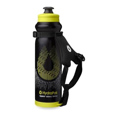 HydraPak Tempo Pro 400 ml – handhållen klämflaska för träning och race dagars hydrering med avtagbar rem (400 ml/13 oz) – svart HydraPak Tempo Pro 400 ml – handhållen klämflaska för träning och race dagars hydrering med avtagbar rem (400 ml/13 oz) – svart
