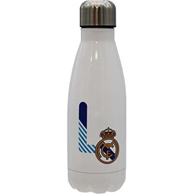 CYP Real Madrid vattenflaska i rostfritt stål, hermetisk förslutning, med bokstaven L-design i blått, 550 ml, vit färg, officiell produkt ( Brands) CYP Real Madrid vattenflaska i rostfritt stål, hermetisk förslutning, med bokstaven L-design i blått, 550 ml, vit färg, officiell produkt ( Brands)