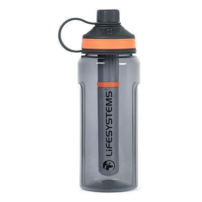 Lifesystems Vattenfilter, renare flaska för resor och daglig användning tar bort virus, bakterier, kemikalier och mikroplast, 1 liter, grå Lifesystems Vattenfilter, renare flaska för resor och daglig användning tar bort virus, bakterier, kemikalier och mikroplast, 1 liter, grå