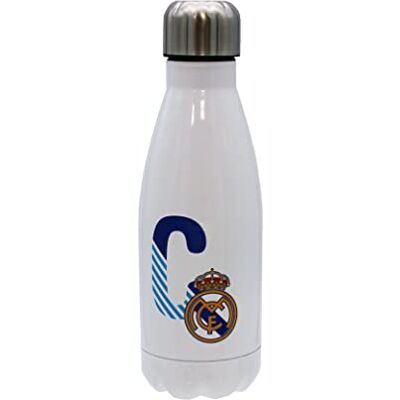 CYP Real Madrid vattenflaska i rostfritt stål, hermetisk förslutning, med bokstaven C-design i blått, 550 ml, vit färg, officiell produkt ( Brands) CYP Real Madrid vattenflaska i rostfritt stål, hermetisk förslutning, med bokstaven C-design i blått, 550 ml, vit färg, officiell produkt ( Brands)