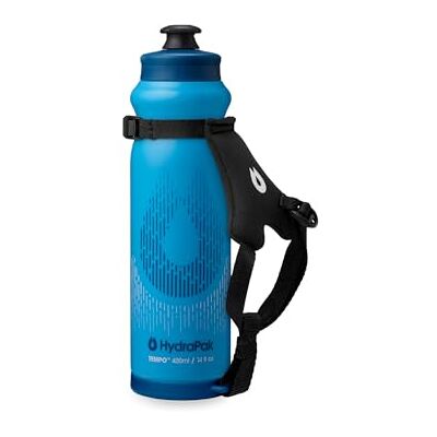 HydraPak Tempo Pro 400 ml – handhållen klämflaska för träning och race dagars hydrering med avtagbar rem (400 ml/13 oz) – blå HydraPak Tempo Pro 400 ml – handhållen klämflaska för träning och race dagars hydrering med avtagbar rem (400 ml/13 oz) – blå
