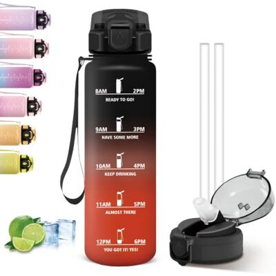 Mujigaga 1 liters flaska, vattenflaska med sugrör, läckagefri, gymflaskor, lätt att öppna, motiverande vattenflaskor, lanyard desiqn, flaskor för vandring, cykling, camping Mujigaga 1 liters flaska, vattenflaska med sugrör, läckagefri, gymflaskor, lätt att öppna, motiverande vattenflaskor, lanyard desiqn, flaskor för vandring, cykling, camping