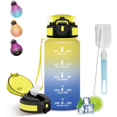 Mujigaga 500 ml läckagesäker vattenflaska, barnflaska med sugrör, vattenflaska med tidsmarkör, lätt att rengöra, säkerhetslås, motiverande flaskor för kontor, yoga, camping Mujigaga 500 ml läckagesäker vattenflaska, barnflaska med sugrör, vattenflaska med tidsmarkör, lätt att rengöra, säkerhetslås, motiverande flaskor för kontor, yoga, camping