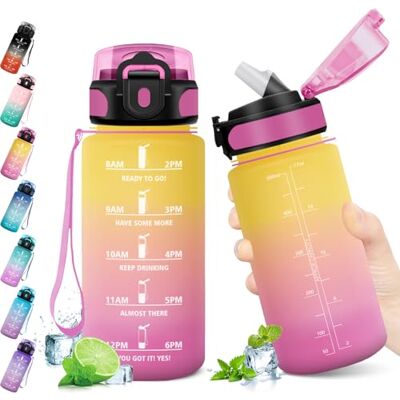 KollyKolla Barnvattenflaska 500 ml, sportvattenflaska med motiverande tidsindikator, vattenflaska med sugrör, 1 klick öppen, vattenflaska för barn, skola, cykel, gym KollyKolla Barnvattenflaska 500 ml, sportvattenflaska med motiverande tidsindikator, vattenflaska med sugrör, 1 klick öppen, vattenflaska för barn, skola, cykel, gym