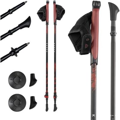KADVA HALNA Nordic Walking stavar i rött, justerbar storlek 84–135 cm snabblåssystem för stabil och säker fastsättning av handtaget av slitstark PP och TPR KADVA HALNA Nordic Walking stavar i rött, justerbar storlek 84–135 cm snabblåssystem för stabil och säker fastsättning av handtaget av slitstark PP och TPR