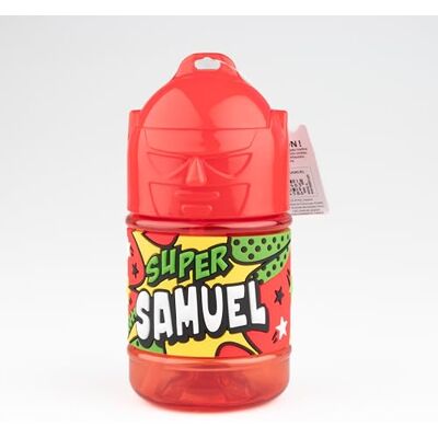 SUPER GOURDE Anpassad barnflaska, vattenflaska med sugrör Super Samuel SUPER GOURDE Anpassad barnflaska, vattenflaska med sugrör Super Samuel