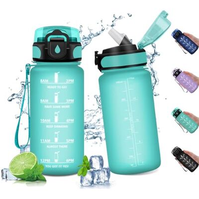 KollyKolla 500 ml flaska, flaska med sugrör, läckagesäker flaska, återanvändbar plastflaska, sportflaska med motiverande tidsmarkör, vattenflaska för skolan, barn KollyKolla 500 ml flaska, flaska med sugrör, läckagesäker flaska, återanvändbar plastflaska, sportflaska med motiverande tidsmarkör, vattenflaska för skolan, barn