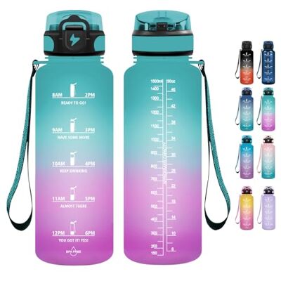 Grsta Flaska 1,5 l, motiverande flaska med sugrör, BPA-fri, sportflaska, vattenflaska med tidsmarkör för camping, vandring grönt pulver Grsta Flaska 1,5 l, motiverande flaska med sugrör, BPA-fri, sportflaska, vattenflaska med tidsmarkör för camping, vandring grönt pulver