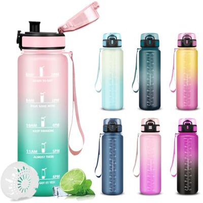 Mujigaga 1 liters flaska, gymflaska, läckagefria, motiverande vattenflaskor, flaskor med tidsskala, lätt att bära, flaskor för skola, cykling, simning, yoga, basket Mujigaga 1 liters flaska, gymflaska, läckagefria, motiverande vattenflaskor, flaskor med tidsskala, lätt att bära, flaskor för skola, cykling, simning, yoga, basket
