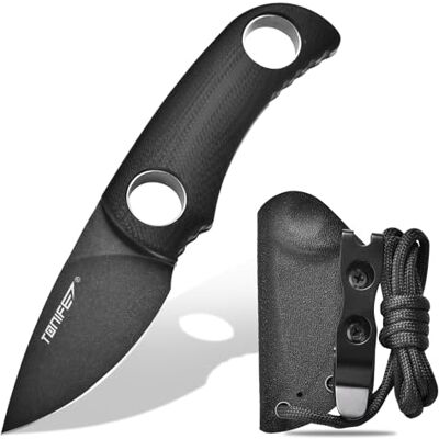 TONIFE Fast bladkniv 4,7 cm, minihalskniv med Kydex-fodral och snodd, bärbar EDC fast kniv för överlevnad utomhus (svart oxid och sedan stenvägar) TONIFE Fast bladkniv 4,7 cm, minihalskniv med Kydex-fodral och snodd, bärbar EDC fast kniv för överlevnad utomhus (svart oxid och sedan stenvägar)