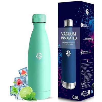 Grsta Vattenflaska 500 ml Termisk vattenflaska, BPA-fri, vattenflaska i rostfritt stål, metallflaska, läckagefri, rostfritt stål, 18/8, flaskor för skolor, resor, camping, kaffe Grsta Vattenflaska 500 ml Termisk vattenflaska, BPA-fri, vattenflaska i rostfritt stål, metallflaska, läckagefri, rostfritt stål, 18/8, flaskor för skolor, resor, camping, kaffe