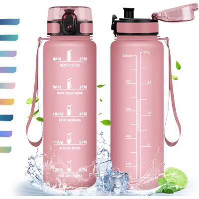 HoneyHolly Vattenflaska, 500 ml, sportflaska, motiverande flaska, BPA-fri vattenflaska, vattenflaska för sport, fitness, yoga, skola, kontor HoneyHolly Vattenflaska, 500 ml, sportflaska, motiverande flaska, BPA-fri vattenflaska, vattenflaska för sport, fitness, yoga, skola, kontor