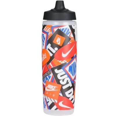 NIKE Unisex Refuel Graphic Vattenflaska, Clear/Black/Lt Crimson/Safety Orange/White, 709 ml NIKE Unisex Refuel Graphic Vattenflaska, Clear/Black/Lt Crimson/Safety Orange/White, 709 ml