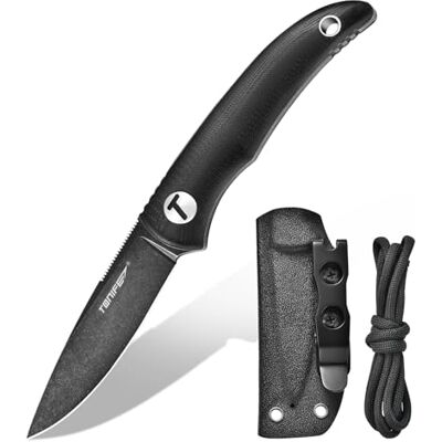 TONIFE Nova Fast bladkniv med justerbart Kydex-fodral och fallskärmslina, 6,8 cm hel bladhalskniv för jakt, fiske, camping och överlevnad TONIFE Nova Fast bladkniv med justerbart Kydex-fodral och fallskärmslina, 6,8 cm hel bladhalskniv för jakt, fiske, camping och överlevnad