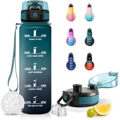 JAPORIA 1L vattenflaska med tidsskala, motiverande flaska med filter, läckagesäker, flaska för camping, löpning, resor JAPORIA 1L vattenflaska med tidsskala, motiverande flaska med filter, läckagesäker, flaska för camping, löpning, resor