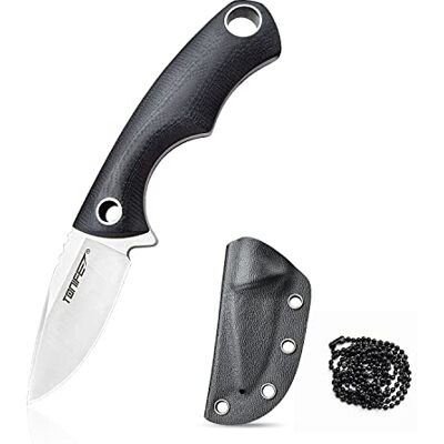 TONIFE Squirrel kniv med full genomskärning, fast blad 4,3 cm Total 11,9 cm med Kydex-slida och kulkedja för jakt, camping, överlevnad (Svart) TONIFE Squirrel kniv med full genomskärning, fast blad 4,3 cm Total 11,9 cm med Kydex-slida och kulkedja för jakt, camping, överlevnad (Svart)