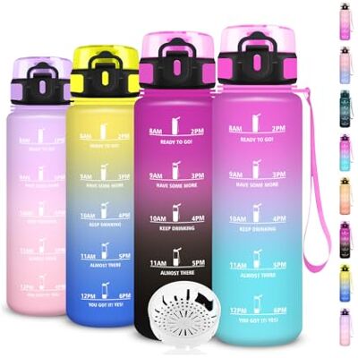 Grsta 1 liters flaska, gymflaska, läckagefri, lätt att rengöra, motiverande vattenflaska 1 l, vattenflaska med drickstider, lätt att bära, för camping, yoga, skola, fitness Grsta 1 liters flaska, gymflaska, läckagefri, lätt att rengöra, motiverande vattenflaska 1 l, vattenflaska med drickstider, lätt att bära, för camping, yoga, skola, fitness