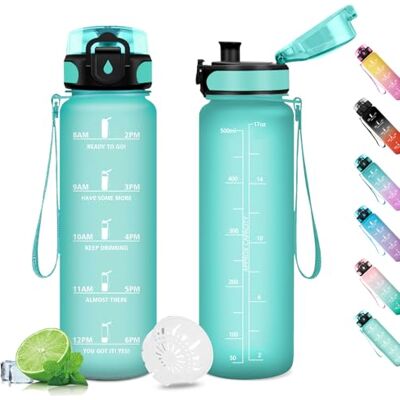 KollyKolla 500 ml flaska, flaska med filter, läckagesäker, barnflaska, sportflaska med motiverande tidsmarkör, vattenflaska för barn, gym, camping, gym KollyKolla 500 ml flaska, flaska med filter, läckagesäker, barnflaska, sportflaska med motiverande tidsmarkör, vattenflaska för barn, gym, camping, gym