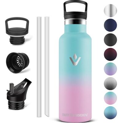 Vikaster Drickflaskor, termosflaska 0,5 l, BPA-fri drickflaska, termosflaska med sugrör, drickflaska för skola, sport, cykel, camping, fitness, utomhus Vikaster Drickflaskor, termosflaska 0,5 l, BPA-fri drickflaska, termosflaska med sugrör, drickflaska för skola, sport, cykel, camping, fitness, utomhus