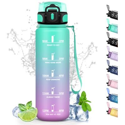 Grsta 1 liter vattenflaska, läckagefri, motiverande vattenflaska med tidsskala, vattenflaska med filter, lätt att rengöra, flaska för sport, fitness, vandring, cykling, yoga Grsta 1 liter vattenflaska, läckagefri, motiverande vattenflaska med tidsskala, vattenflaska med filter, lätt att rengöra, flaska för sport, fitness, vandring, cykling, yoga