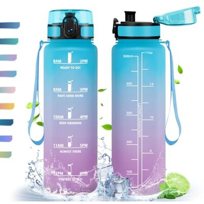 HoneyHolly Vattenflaska, 500 ml, sportflaska, motiverande flaska, BPA-fri vattenflaska, vattenflaska för sport, fitness, yoga, skola, kontor HoneyHolly Vattenflaska, 500 ml, sportflaska, motiverande flaska, BPA-fri vattenflaska, vattenflaska för sport, fitness, yoga, skola, kontor