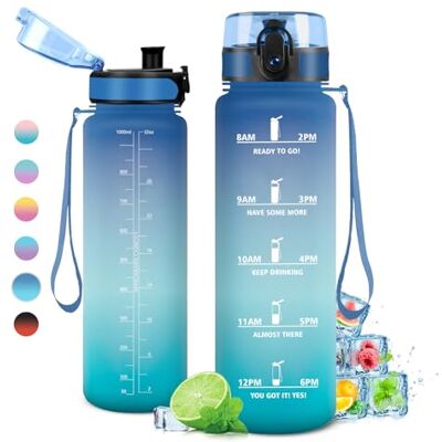 KollyKolla 1 liter vattenflaska, läckagesäker, motiverande med filter, sportvattenflaska med tidsmarkör, vattenflaska för barn, flickor, sport, skola KollyKolla 1 liter vattenflaska, läckagesäker, motiverande med filter, sportvattenflaska med tidsmarkör, vattenflaska för barn, flickor, sport, skola