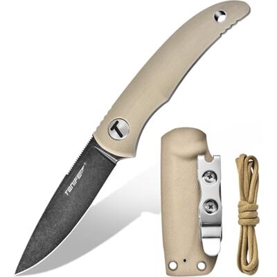 TONIFE Nova Fast bladkniv med justerbart Kydex-fodral och fallskärmslina, 6,8 cm hel bladhalskniv för jakt, fiske, camping och överlevnad TONIFE Nova Fast bladkniv med justerbart Kydex-fodral och fallskärmslina, 6,8 cm hel bladhalskniv för jakt, fiske, camping och överlevnad