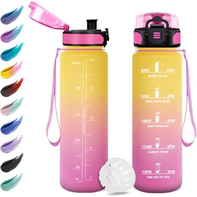 KollyKolla Motiverande vattenflaska för barn, 500 ml, lätt att rengöra, gymflaska med tidsmärkning, barnflaska med filter, vattenflaska för gym, löpning, yoga, kontor, skola, resor KollyKolla Motiverande vattenflaska för barn, 500 ml, lätt att rengöra, gymflaska med tidsmärkning, barnflaska med filter, vattenflaska för gym, löpning, yoga, kontor, skola, resor