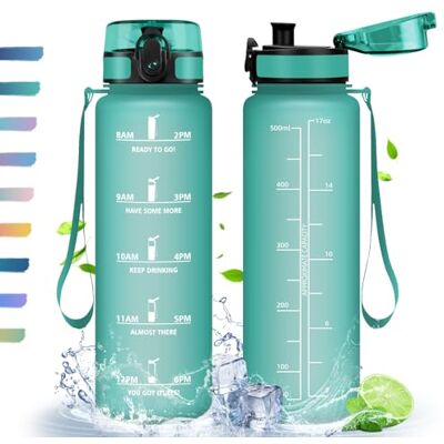 HoneyHolly Vattenflaska, 500 ml, sportflaska, motiverande flaska, BPA-fri vattenflaska, vattenflaska för sport, fitness, yoga, skola, kontor HoneyHolly Vattenflaska, 500 ml, sportflaska, motiverande flaska, BPA-fri vattenflaska, vattenflaska för sport, fitness, yoga, skola, kontor