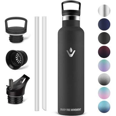 Vikaster termosflaska, 1 000 ml, BPA-fri dricksflaska, termosflaska med sugrör, dricksflaska för skola, sport, cykel, camping, fitness, utomhus Vikaster termosflaska, 1 000 ml, BPA-fri dricksflaska, termosflaska med sugrör, dricksflaska för skola, sport, cykel, camping, fitness, utomhus