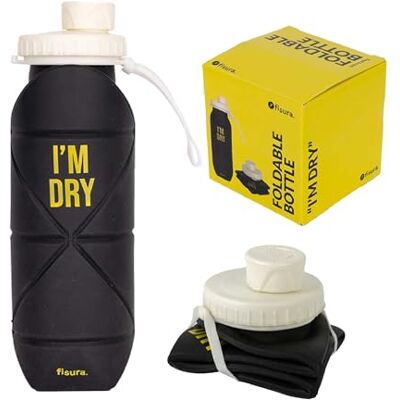 FISURA – vikbar vattenflaska I'm Dry Vikbar vattenflaska av BPA-fri silikon. Flexibel svart och gul vattenflaska. Med en kapacitet på 600 ml. FISURA – vikbar vattenflaska I'm Dry Vikbar vattenflaska av BPA-fri silikon. Flexibel svart och gul vattenflaska. Med en kapacitet på 600 ml.