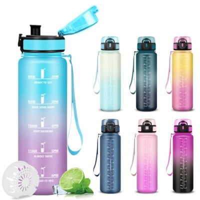 Mujigaga 1 liters flaska, gymflaska, läckagefria, motiverande vattenflaskor, lätt att rengöra, flaskor med tidsmarkörer, flaskor för gym, camping, pilates, resor, simning Mujigaga 1 liters flaska, gymflaska, läckagefria, motiverande vattenflaskor, lätt att rengöra, flaskor med tidsmarkörer, flaskor för gym, camping, pilates, resor, simning