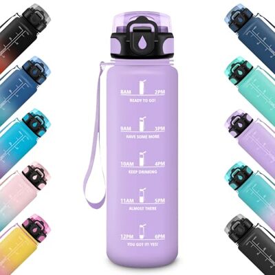 HoneyHolly Vattenflaska 1 000 ml med tidsmarkörer, motiverande flaska, läckagesäker, sportflaska, gym, vattenflaska, vattenflaska, för skola, camping, yoga, kontor HoneyHolly Vattenflaska 1 000 ml med tidsmarkörer, motiverande flaska, läckagesäker, sportflaska, gym, vattenflaska, vattenflaska, för skola, camping, yoga, kontor