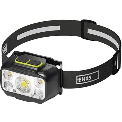 EMOS – LED-pannlampa med dubbel strömförsörjning – 7 ljuslägen, upp till 550 lm, 110 m räckvidd, 30°/60° ljuskon – uppladdningsbar, Li‑pol och AAA-kompatibel, USB-C-kabel – väderbeständig, lätt och EMOS – LED-pannlampa med dubbel strömförsörjning – 7 ljuslägen, upp till 550 lm, 110 m räckvidd, 30°/60° ljuskon – uppladdningsbar, Li‑pol och AAA-kompatibel, USB-C-kabel – väderbeständig, lätt och