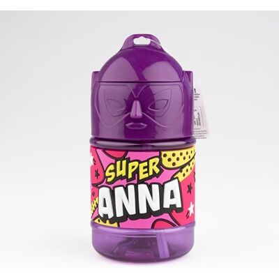 SUPER GOURDE Anpassad barnflaska, vattenflaska med sugrör Super Anna SUPER GOURDE Anpassad barnflaska, vattenflaska med sugrör Super Anna