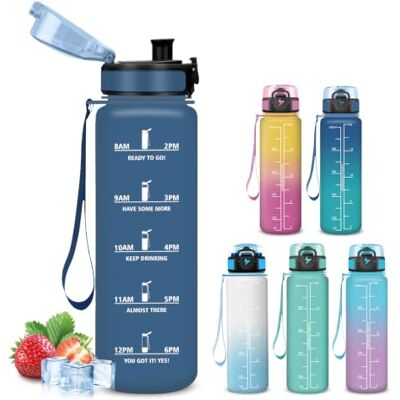 Mujigaga Vattenflaska, 500 ml flaska, graderad flaska, lätt att bära, läckagesäker vattenflaska motiverande för fitness, kontor, skola Mujigaga Vattenflaska, 500 ml flaska, graderad flaska, lätt att bära, läckagesäker vattenflaska motiverande för fitness, kontor, skola